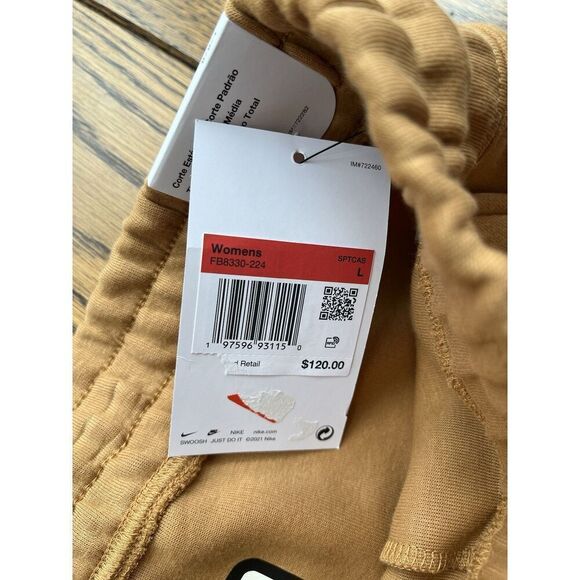 Nike Tech Fleece Joggers Size Large Womens Mid Rise Sportswear Flax Brown $120 - Picture 2 of 6